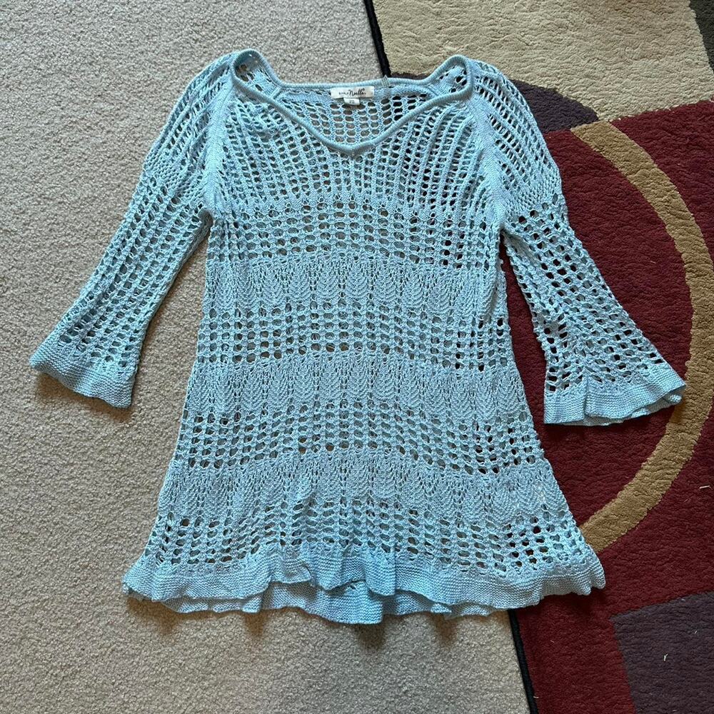 Simply Noelle Knit Sheet Top Cover Up Beach Baby Blue